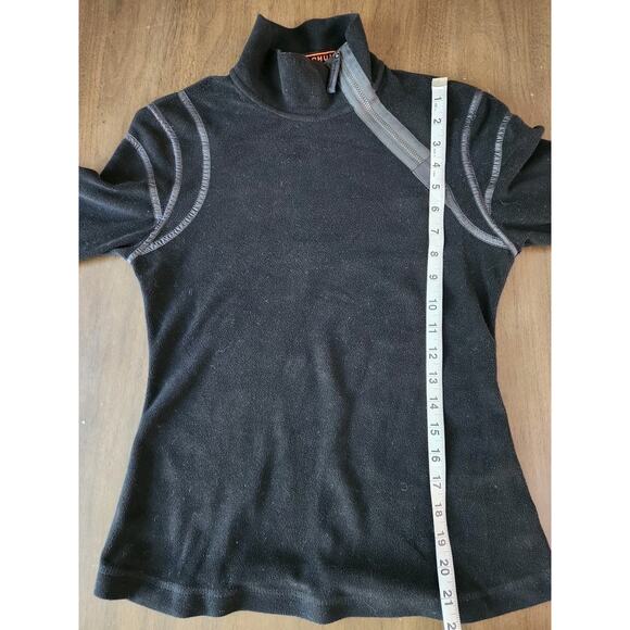 Frauenschuh womens Black Long Sleeve Mock Neck Fleece Pullover Side 1/4 Zip sz 0 - Picture 5 of 7